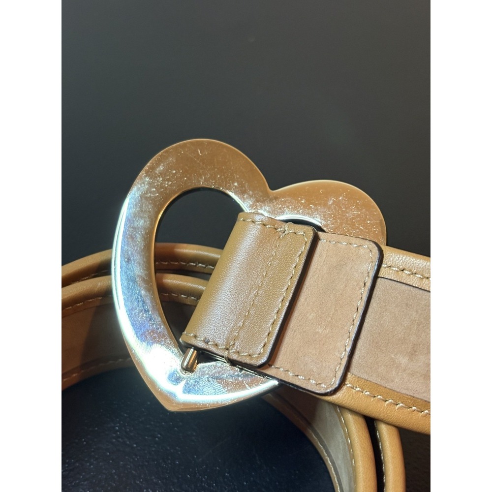 GUCCI Heart Belt Lovely Heart Buckle locking Leather GG Canvas Brown 90/36 - Picture 8 of 9